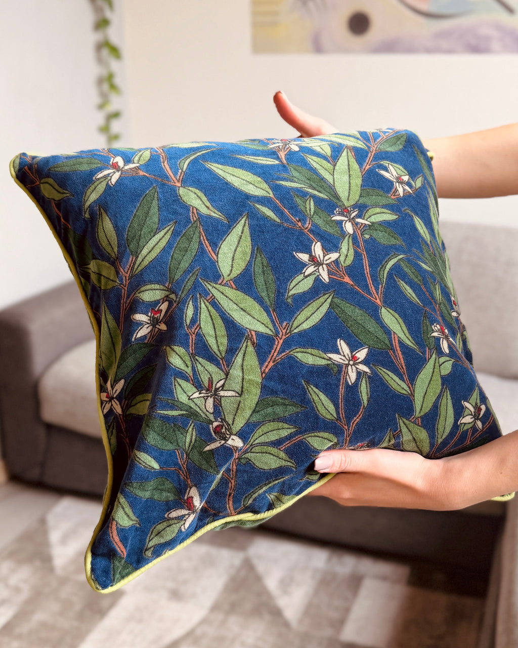 Set di 2 Federe Copricuscini Reversibili 40x40 in Velluto – Blu Petrolio e Verde Bosco