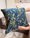 Set di 2 Federe Copricuscini Reversibili 40x40 in Velluto – Blu Petrolio e Verde Bosco