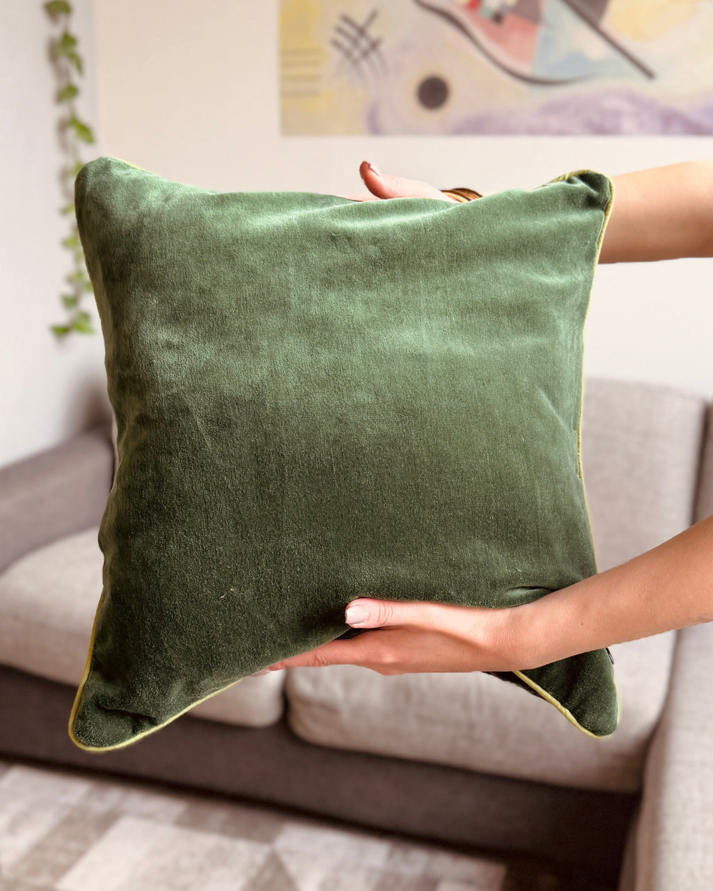 Set di 2 Federe Copricuscini Reversibili 40x40 in Velluto – Blu Petrolio e Verde Bosco